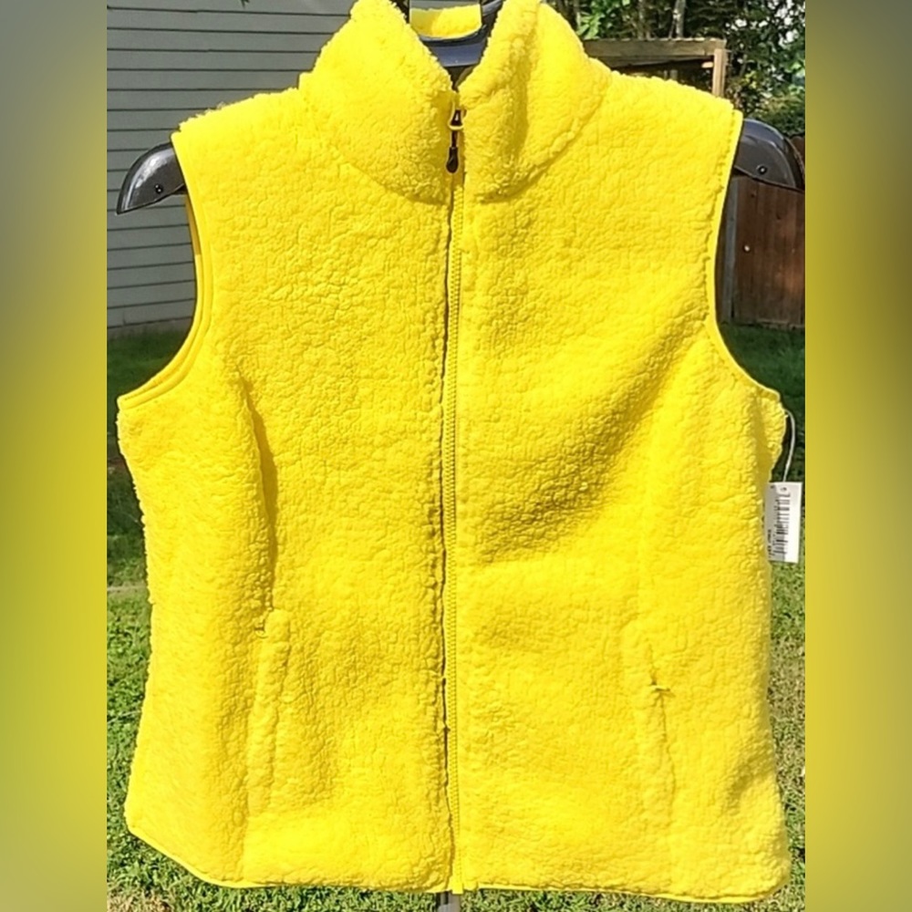 Women's Polar Fleece Lined Sherpa Vest Sunshine Yellow Medium